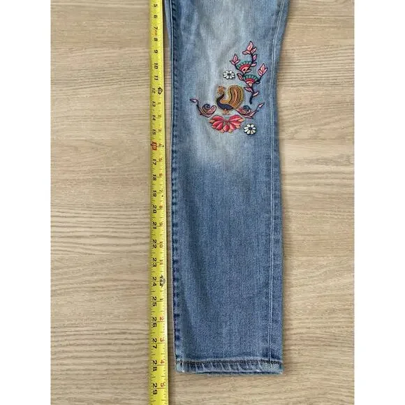 JOHNNY WAS Dallah Embroidered Skinny Jeans 29 Floral Boho Art To Wear Hippie - Picture 14 of 15